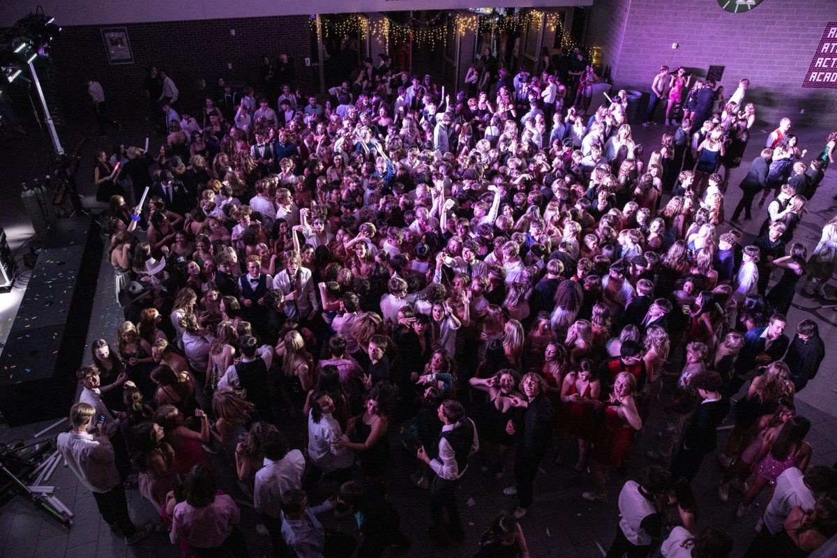 Students clump together to dance at the 2023 Coed Ball. The annual Coed Ball is the most popular dance of the year.  